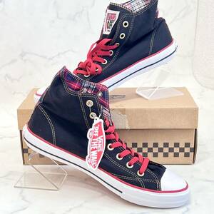 タグ付き デッドストック品 VANZ バンズ メンズ 28cm スニーカー V66L-MD CHK3 CLASSIC SKOOL HI ブラック・レッド/チェック柄 ハイカット