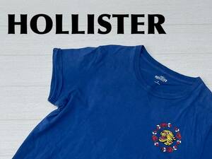 ☆送料無料☆ HOLLISTER ホリスター 古着 半袖 アニマル柄 バックプリント Tシャツ メンズ S ブルー トップス 中古 即決