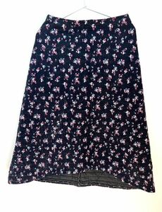 TOMOKO SODA 小花柄コーデュロイキルティングロングスカート　サイズ1