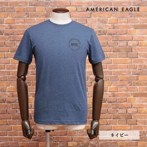 AMERICAN EAGLE/Sサイズ/丸首Tシャツ 0181-2915 グーンと伸縮◎ ロゴ プリント スポーティー 半袖 新品/紺/ネイビー/ih145/