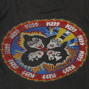 80s KISS キッス Rock and Roll Over Tシャツ L ブラック 地獄のロックファイアー ジーンシモンズ ロゴ バンド ロック 90s ヴィンテージ