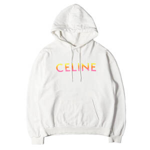 CELINE セリーヌ パーカー サイズ:M グラデーション ロゴ ルーズ フーディー (2Y753670Q) / 裏毛 ホワイト 白 イタリア製 トップス