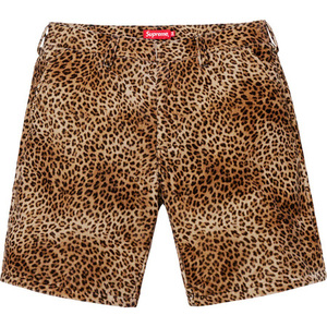 希少★新品本物【LEOPARD★32】★Velvet Work Short ベルベット ワーク ショーツ 豹柄 正規店購入 シュプリーム 限定 入手困難 Supreme19SS