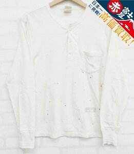 7T5238/GLADHAND 長袖ビンテージ加工ヘンリーネックTシャツ グラッドハンド