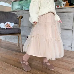 ロングスカート 子供服 チュール スカート マキシ丈 春秋 ハイウエスト カジュアル ボトムス 女児 女の子 キッズ 子ども ゆったり 可愛い きれいめ 卒園式 入学式 1 パーティ ertong43