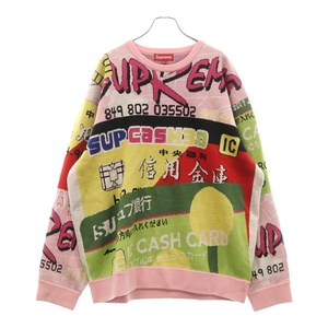 SUPREME シュプリーム 22SS Credit Cards Sweater クレジットカード 総柄 長袖クルーネックニットセーター マルチ