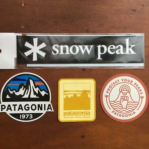 4枚set snowpeak スノーピーク patagonia パタゴニア ステッカー キャンプ アウトドア スキー スノーボード