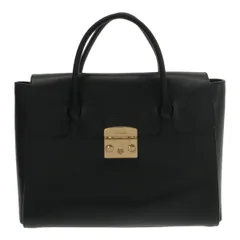 ◆中古品◆FURLA フルラ メトロポリス サッチェル レザー ハンド バッグ 黒 ブラック 保管袋 ※ショルダーベルト無し※ kyR7596NSS