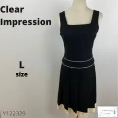 美品 Clear Impression ワンピース プリーツ ウール カシミヤ混