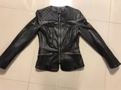 ZARA basic黒 レザー キルティング ジャケット