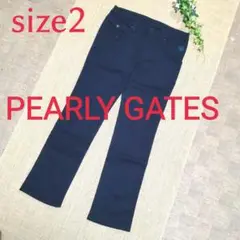 パーリーゲイツ　ゴルフパンツ　ストレッチ　ロゴ入り　ブラックボトムス　サイズ2