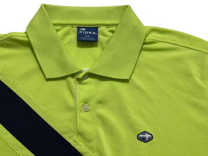 フィドラ FIDRA ゴルフウェア 吸汗速乾 斜めライン プルオーバー 半袖ポロシャツ M イエローグリーン ネイビー