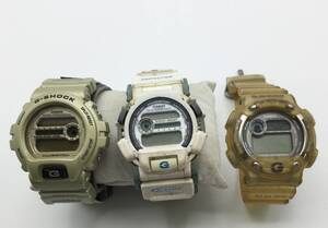 MM92□【QZ/不動品】腕時計 3点セット CASIO G-SHOCK カシオ デジタル DW-6900 / G-LIDE DW-003 / DW-8600K イエロー 現状品