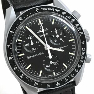 超美品 Swatch × Omega ムーンスウォッチ × オメガ MISSION TO THE MOON ムーン S033M100 バイオセラミック 腕時計 クオーツ 動作確認済