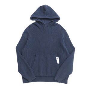 TI4712□ステューシー/STUSSY*メンズM*117138*長袖プルオーバーパーカー/フーディーセーター*コットンニット*リブ編み*ネイビー系/紺系