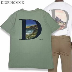 39 国内正規品 DIOR HOMME×JACK KEROUAC Mount Zion TEE 22ss ディオールオム×ジャック ケルアック 73488 Big sur Tシャツ グリーン S