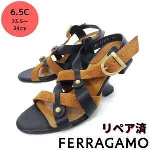 フェラガモ【Ferragamo】ガンチーニ グラディエーター風 コンビ サンダル