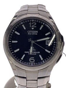 CITIZEN◆ソーラー腕時計/アナログ/ステンレス/BLK/SLV/SS/H410-T003788