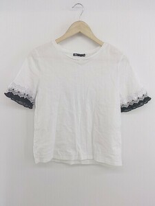 ◇ ZARA ザラ レース 半袖 Tシャツ カットソー サイズEUR S USA S MEX 26 ホワイト ブラック系 レディース P