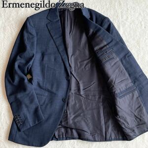 希少なLサイズ【未使用級】 本家 Ermenegildo Zegna エルメネジルドゼニア シャドーチェック 2B テーラードジャケット ネイビー メンズ 48