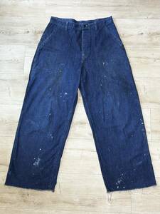 40s U.S.NAVY denim trousers W31 ビンテージ デニム トラウザーズ ベイカー 希少品