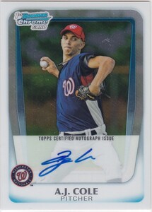 A.J.コール 2011 BOWMAN CHROME AUTO 直筆サイン 