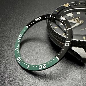 7S26-0020 SKX007 SBSA SRPD 等用 セラミック フラット インナー ベゼル 黒 緑 グリーン 社外 部品 セイコー MOD カスタム パーツ 緑夜光