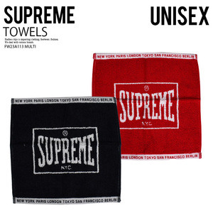 ■新品■SUPREME/シュプリーム■SQUARE MINI TOWELS (SET OF 2) スクエア ミニ タオル (2枚セット)■BLACK RED■FW23A113