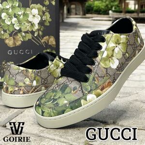 【未使用級/極美品】GUCCI グッチ ローカットスニーカー GGブルームス サイズ5 1/2 25.5㎝相当 花柄 GG柄 GGキャンバス イタリア製