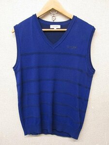 k6674：Calvin Klein(カルバンクライン) コットン ニットベスト L ゴルフウェア 青ブルー メンズ紳士 日本製/デサント：35