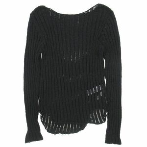 ブラック バイ マウジー BLACK by moussy drop needle knit tops ドロップ ニードル ニット カットソー 長袖 シースルー トップス 黒