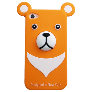 即決・送料込)【かわいいクマのケース】iburg iPhone 4S/4 Full Protection Silicon Bear Orange