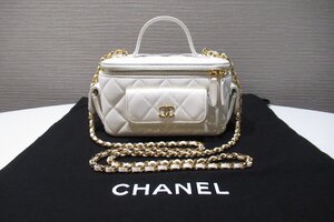 シャネル CHANEL バニティトツプハンドル AP3017 ホワイト チェーンバッグ ゴールド金具 中古 ランクAB BRB・バッグ・財布