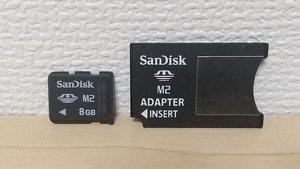 SanDisk　メモリースティックマイクロ　8GB　初期化済　アダプター付き