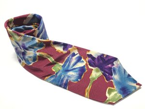 超美品 【ポールスミス Paul Smith ACCESSORIES】 フラワー 花柄 ボタニカル 絹 シルク ネクタイ (メンズ) ボルドー 英国製 □27KSM0170