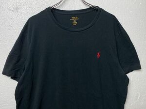 ポロラルフローレン クルーネック Tシャツ 黒 (L) 半袖 ブラック 無地　POLO