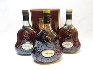 【古酒】【3本セット】Hennessy/ヘネシー XO 金キャップ 700ml 40％×グリーンボトル×2本 ※液面低下あり /クリアボトル 700ml 40％