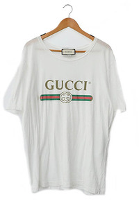 グッチ GUCCI ロゴ ウォッシュド オーバーサイズ 半袖 Tシャツ 440103 X3F05 XXL 白 ホワイト ブランド古着ベクトル 中古☆AA★240927 メン