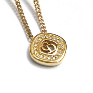 ★80s Christian Dior vintage CD logo rhinestone necklace