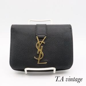 美品　サンローラン　パリ　レザー　YSL コンパクト　財布　ブラック SAINT LAURENT