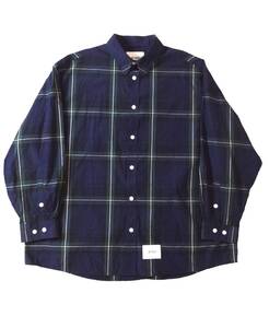 WTAPS ダブルタップス COTTON. BROADCLOTH. TEXTILE チェック 長袖 シャツ テキスタイル オーバーサイズ ネイビー X 04 241CWDT-SHM04