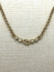 Christian Dior◆ネックレス/メッキ/ラインストーン/GLD/レディース