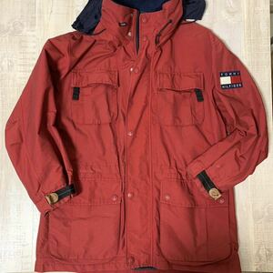 【希少 ブランドロゴ入り フード収納】80s 90s TOMMY HILFIGER マウンテン パーカー ジャケット トミーヒルフィガー L オールドトミー