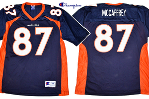 Y-7199★送料無料★美品★Champion NFL BRONCOS デンバー・ブロンコス 87 McCAFFREY★アメリカンフットボール ユニフォーム シャツ Ｌ