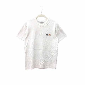 メゾンキツネ MAISON KITSUNE Tシャツ カットソー クルーネック ワッペン 半袖 XXS 白 ホワイト /YK メンズ