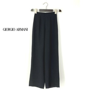 A7368/極美品 春夏 GIORGIO ARMANI アルマーニ 黒ラベル ウール モヘア ストライプ テーパード スラックス パンツ XS程 36 濃紺/レディース