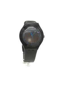 SWATCH◆クォーツ腕時計/アナログ/レザー/BLK/BLK/ーー/SFK360