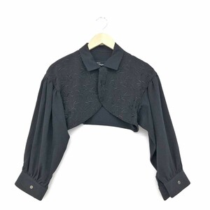 良好◆tricot COMME des GARCONS トリココムデギャルソン ショート丈カーディガン ◆ ブラック ウール レディース トップス ボレロ　刺繍