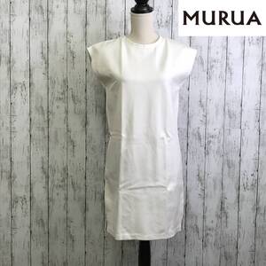 MURUA 　ムルーア　フレンチスリーブミニワンピース　Fサイズ　ホワイト　二の腕をカバーし、1着でも着やすいアイテム　S7-306　USED