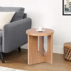 洗練された天然木製サイドテーブル 木製 ナチュラル